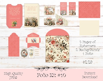Cottage Core Floral Junk Journal Folio Kit: Papercraft Collage (Digital Download)