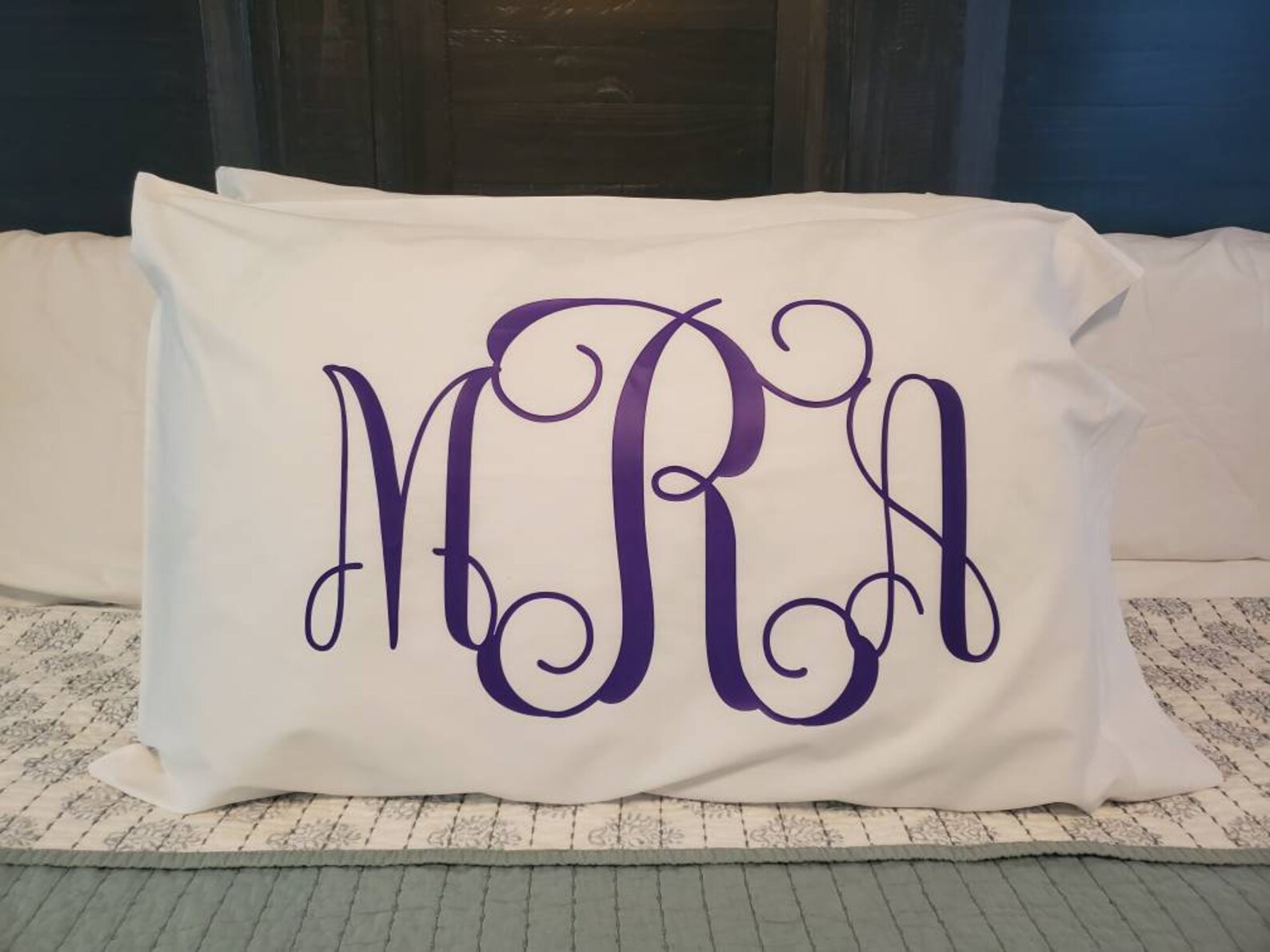 Monogrammed pillow case Etsy