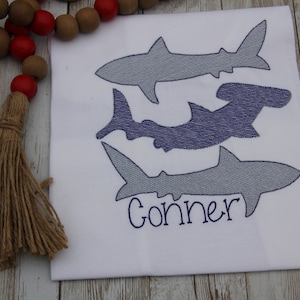Shark Trio Shirt- Embroidered-Personalized
