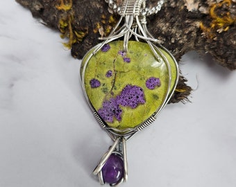 Rare Atlantisite with silver backed Amethyst