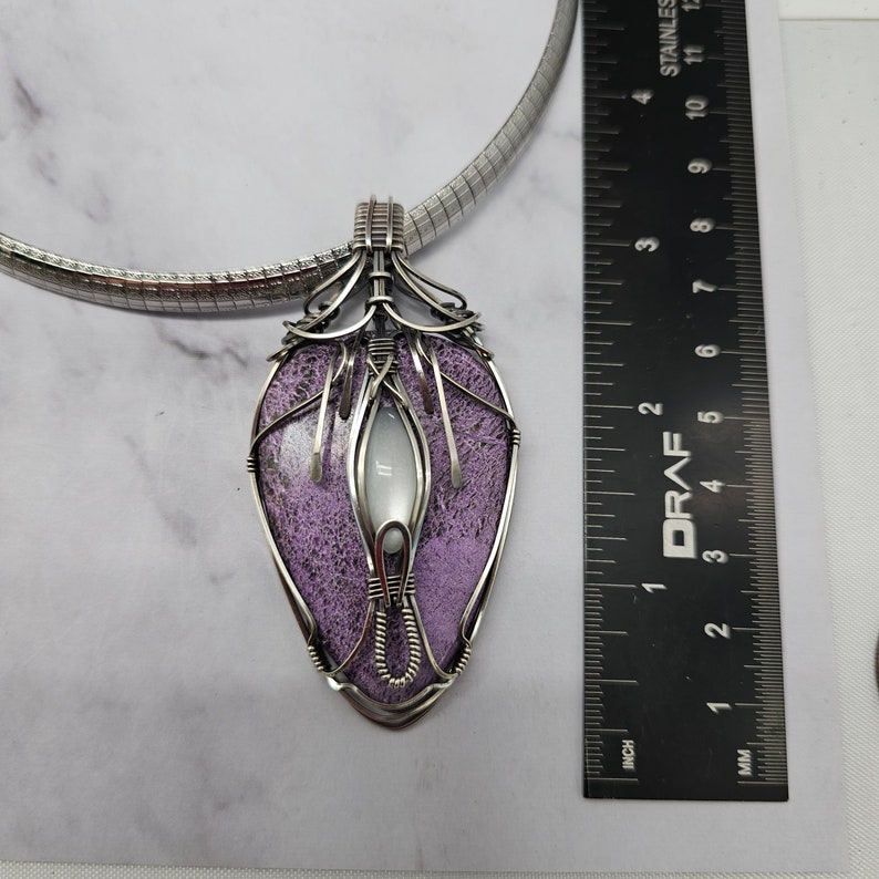 Large statement purpurite moonstone sterling silver Sam Art Studio design Amulet image 6