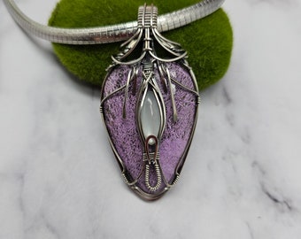 Large statement purpurite moonstone sterling silver Sam Art Studio design Amulet