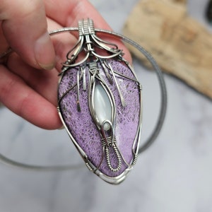 Large statement purpurite moonstone sterling silver Sam Art Studio design Amulet image 2