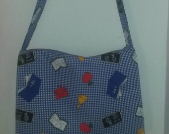 ABC, Blue Gingham, Toddler Size, Messenger, Cross Body, Book Bag