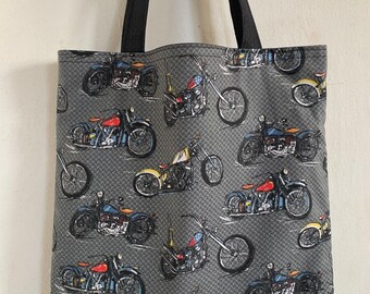 Simple Motor Bikes on Gray Tote, Shoulder Bag