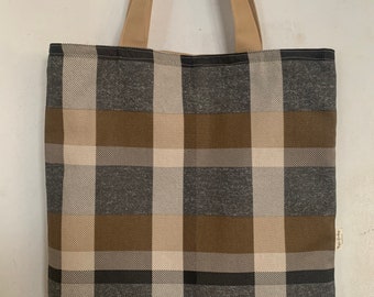 Winchester Plaid Charcoal Canvas Tote