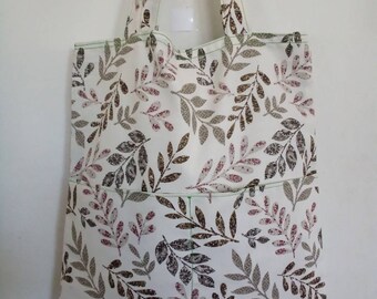 Trapped Leaves on Cream Tote