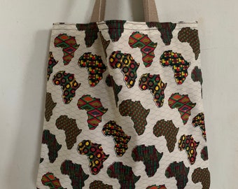 Africa Pattern on Cream Tote