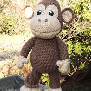 Large Baby Monkey Amigurumi Pattern with Bonus Santa Hat Pattern, PDF only.