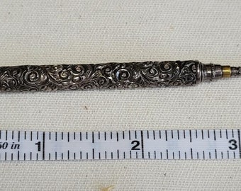 Antique Sterling Silver Ornate Mechanical Pencil for Chatelaine