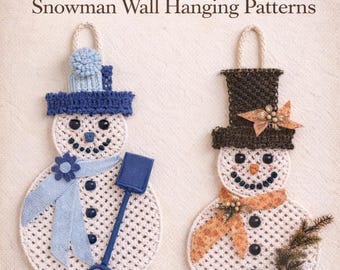 2 Macrame Patterns Wall Hanging Snowman Holiday Decor Instant Digital Download pdf Boho Gifts 36"  Many Pages of Knot Instructions