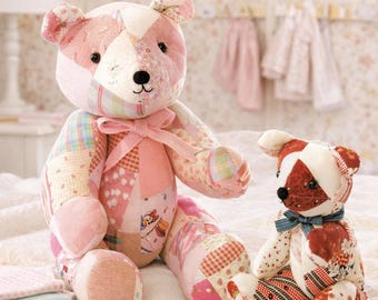 Patrons de couture ours en peluche patchwork ours mémoire, peluches peluches des années 1980, téléchargement numérique instantané au format PDF pour une utilisation immédiate