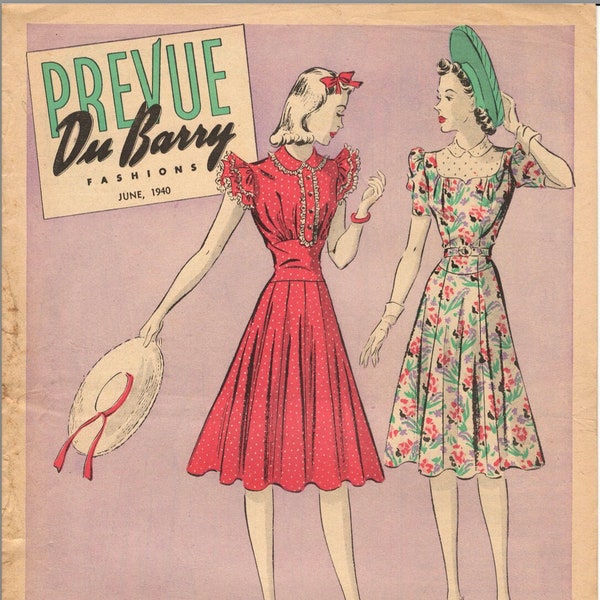 June 1940 Du Barry Sewing Patterns Style Catalog, Counter Leaflet Reference eBook pdf, 1940s Frocks, Wedding and Bridesmaid Dresses