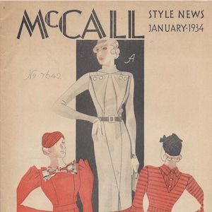 Katalog Vintage McCall Sewing Patterns Style News, eBook z informacjami o ulotkach Counter Leaflet, Sukienki z lat 30. XX wieku z pasującymi eleganckimi płaszczami