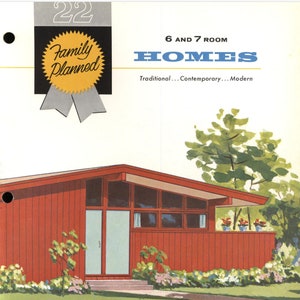 22 MCM vintage huisplannen eBook, directe digitale download pdf, moderne huizen in ranchstijl uit het midden van de eeuw, split-level, eigentijds op maat gemaakt