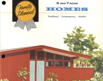 22 MCM Vintage House Plans eBook, Instant Digital Download pdf, Mid Century Modern Ranch Style Homes, Split Level, Contemporary Custom Built