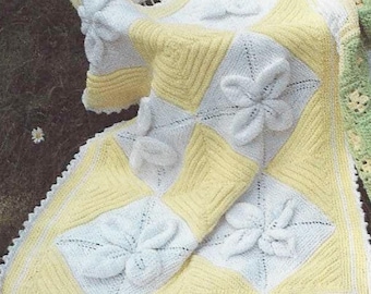 Sunshine Yellow Delight: 70s Flower Baby Blanket - Knit Pattern pdf for Cozy Nursery