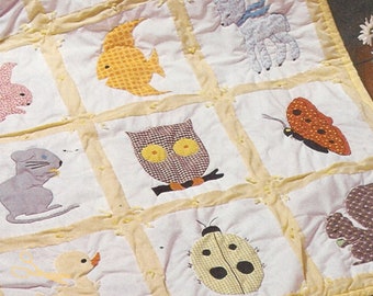 Vintage 70s Cottagecore Quilt Pattern pdf for Your Little One's Nursery, Instant Digital Download All your Favorite Woodland Animals