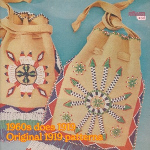 1919 Native American Beaded Drawstring Bag Patterns Print to Size, Instant Digital Download pdf, Medicine Leather Pouch image 1