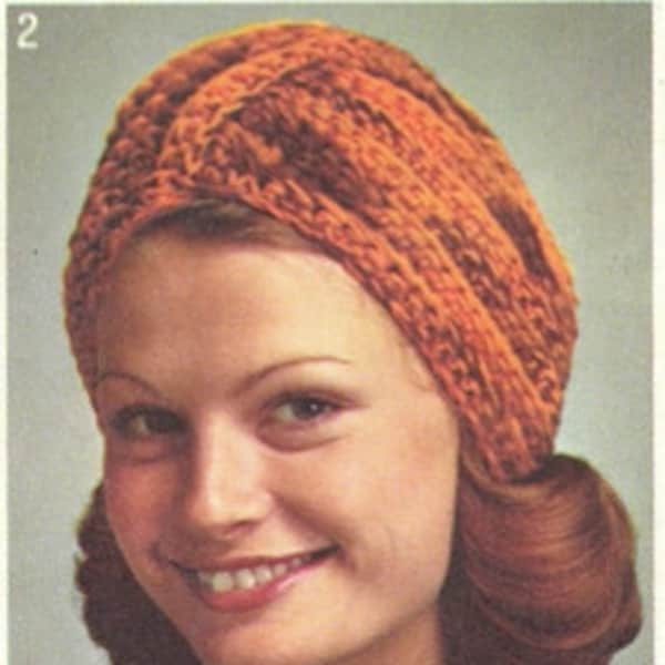 70s Turban Crochet Pattern Step-by-Step Vintage Women's Hat pdf Instant Digital Download Retro Pattern