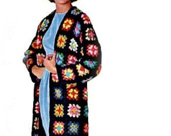 Festival Outfit Granny Square Crochet Cardigan Pattern pdf, Easy Project Instant Digital Download, Jacket Top SML