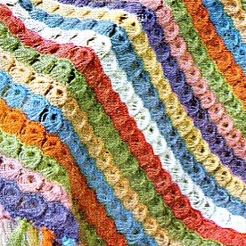 Rainbow Broomstick Lace Crochet Blanket Pattern Instant Etsy