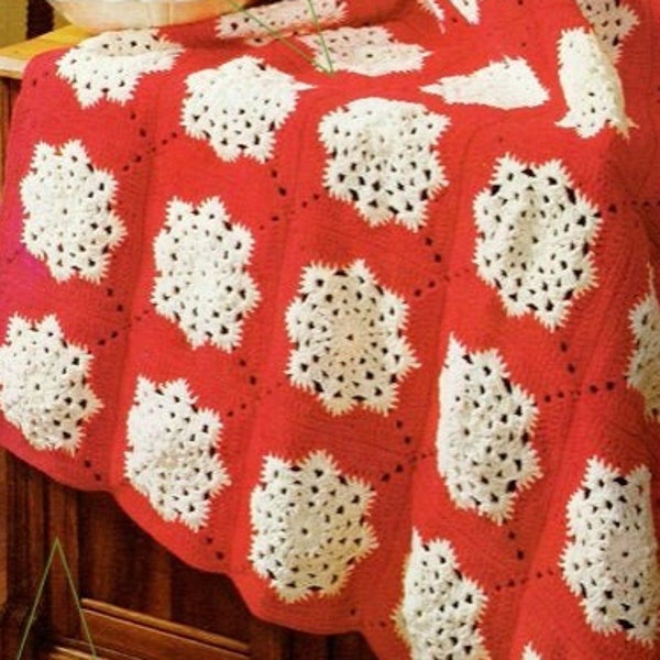 Winter Snowflakes Granny Square Crochet Blanket Pattern, Holiday Afghan, Instant Digital Download pdf, So Easy!