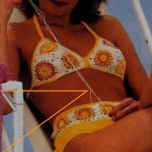 6 Vintage Granny Square Summer Crochet Patterns Bikini Top and Short Shorts, Halter Top and Bikini Coverup Instant Digital Download pdf image 3