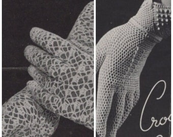 2 Pair Crochet Mesh Gloves Patterns,  Instant Digital Download eBook pdf  Lace Fishnet Designed by Cecilia Vanek