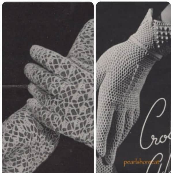 2 paires de modèles de gants en maille au crochet, eBook en téléchargement numérique instantané, résille en dentelle conçue par Cecilia Vanek
