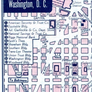 60s Mod Pink Washington DC City Street Map Printable Wall Art, Digital Download PDF for Immideate Use