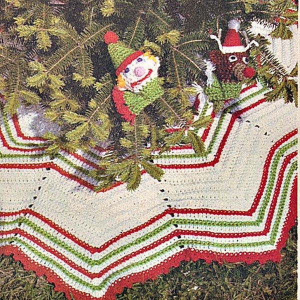 Easy Chevron Christmas Tree Skirt Pattern pdf Vintage Retro Holiday Decor Instant Digital Download pdf eBook, 80s Ripple Boho Decor