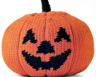 Fun Retro Style Crochet Pumpkin Pattern, 10x14 Instant Digital Download pdf, Happy Halloween!