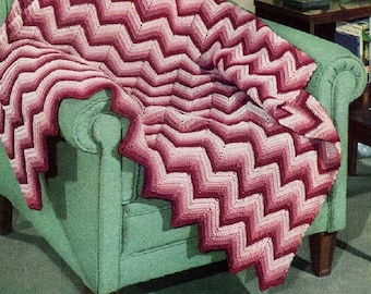 Chevron Perfection Easy Crochet Blanket Pattern, Ripple Afghan, Instant Digital Download pdf, Beginner 52x75 Gorgeous MCM Vibes