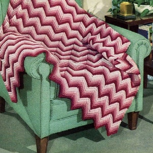 Chevron Perfection Easy Crochet Blanket Pattern, Ripple Afghan, Instant Digital Download pdf, Beginner 52x75 Gorgeous MCM Vibes image 1