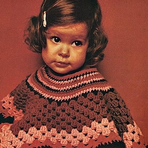 Retro Baby Poncho Crochet Pattern, Instant Digital Download pdf eBook, So Easy!