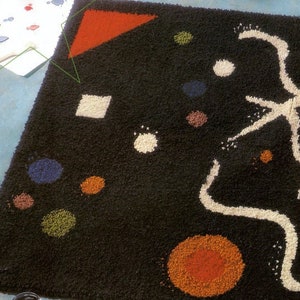 Kandinsky Latch Hook Rug Pattern, Abstract Shape Rugs Bathroom Decor, Instant Digital Download pdf