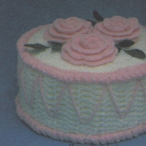 Cake 80s Birthday Cake Crochet Pattern, Frosting Rosettes, Instant Digital Download Printable pdf eBook image 1