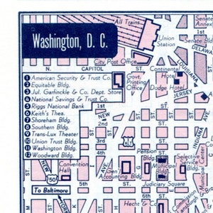 Art mural imprimable mod rose Washington DC City Street Map des années 60, téléchargement numérique pdf, guide Thomas vintage