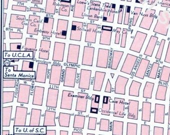 Mapa de Los Ángeles, California, década de 1960. Descarga digital en PDF. Imprime en casa. Estilo vintage para tu decoración retro.