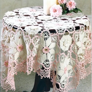 Elegant Victorian Tablecloth Crochet Pattern, Digital Download PDF, Small and Round
