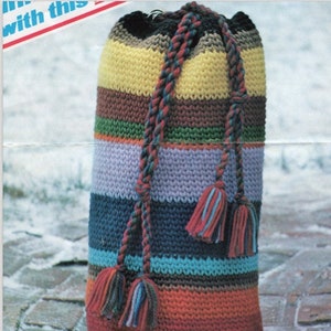 Patrón de bolso de crochet colorido, reutilizable, reciclable, ecológico, de mercado, de lona, descarga digital instantánea en PDF, mochila para principiantes de 22 x 10 pulgadas.