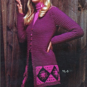 70s Granny Square Crochet Cardigan Sweater Pattern, Instant Digital Download pdf eBook, Retro Vibes and Easy to Make