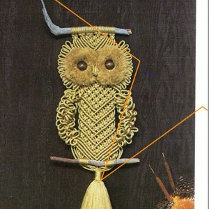 Cottagecore 42&quot; Large Macrame Pattern Owl Wall Hanging, Instant Digital Download pdf, Tons of Knot Instructions!