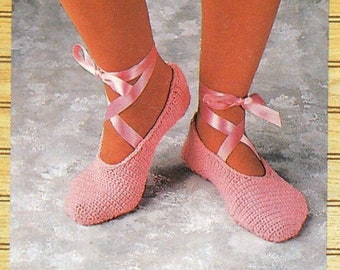 80s Pink Ballerina Slippers Crochet Pattern pdf Instant Digital Download, Dance around the House!