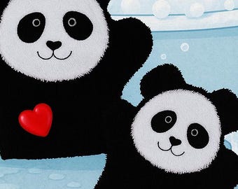 パンダ柄ウォッシュミット - かわいいウォッシュクロスの型紙（PDF）、すぐに使えるデジタルダウンロード、型紙をサイズに合わせて印刷できます！