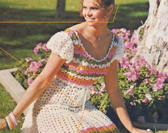 Cottagecore Dress Crochet Pattern pdf, Instant Digital Download, Retro Summer and Peasant Vibes!