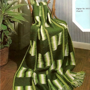 Patrón de manta afgana de ganchillo verde esmeralda en formato PDF, manta vintage con degradado maravilloso, 46 x 61 cm, descarga digital instantánea, ¡vibraciones retro!