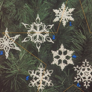 6 Retro Schneeflocke Weihnachtsverzierung Häkelanleitung, sofortiger digitaler Download pdf, Weihnachtsbaum Starbursts 3 &quot;- 5&quot;