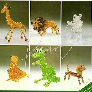 13 Animal Bead Patterns Beaded Collection eBook, Swan Peacock Flamingo Dragon Elephant Lion Seal Bear Giraffe Instant Digital Download pdf